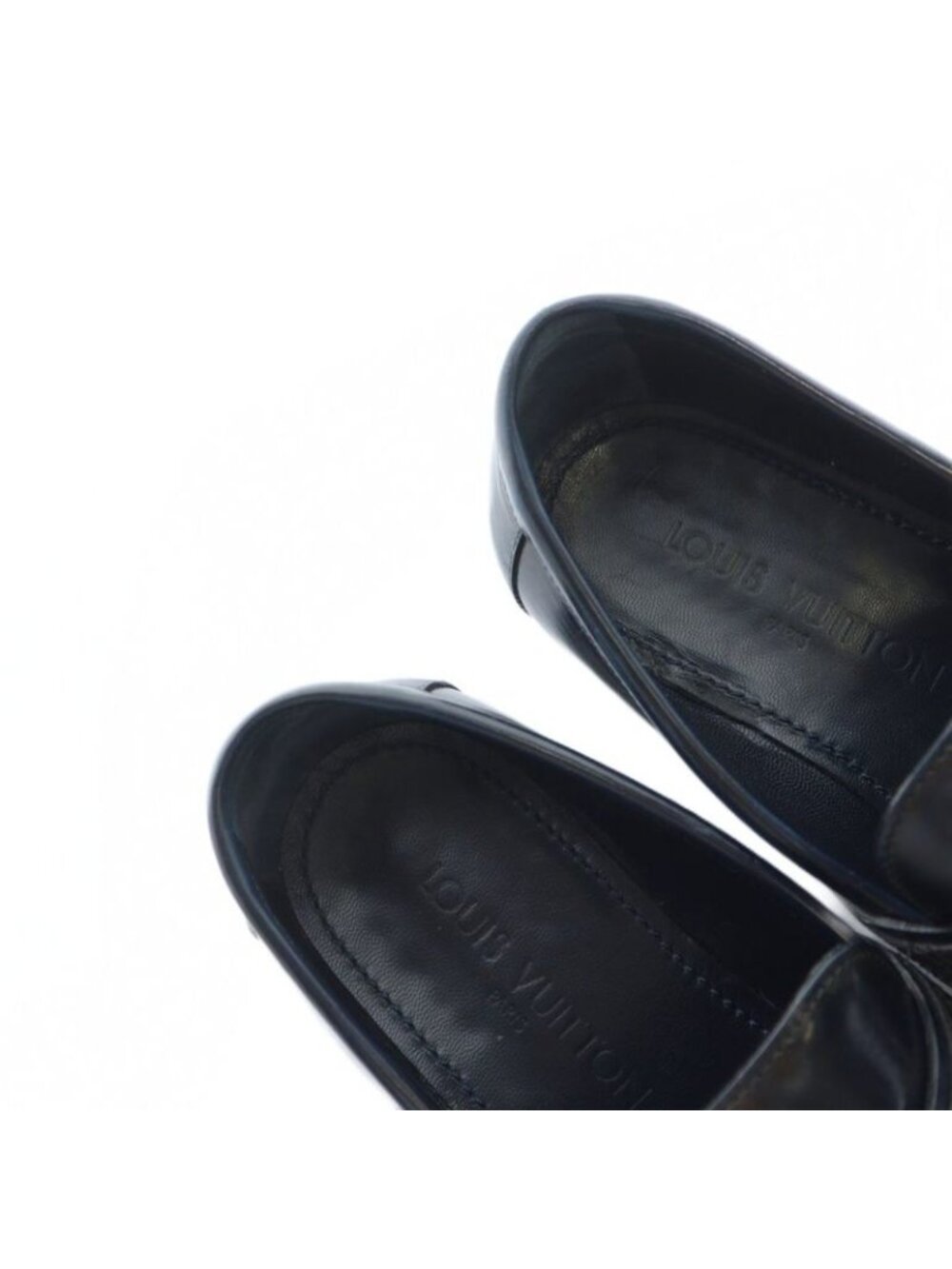 Louis Vuitton Loafers Leather Logo 5.5 Black MQ OH - Picture 5 of 10